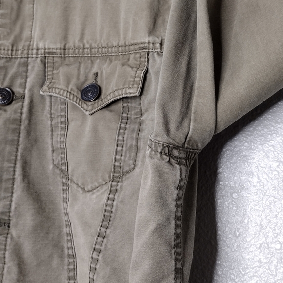 True Religion Jimmy Military Green Y2K Button Down Long Sleeve Jacket Size M - Picture 10 of 15